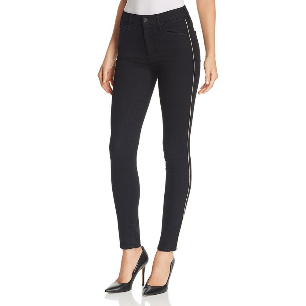 Mother The High Waisted Looker Skinny Jeans in Not Guilty One-Liner
